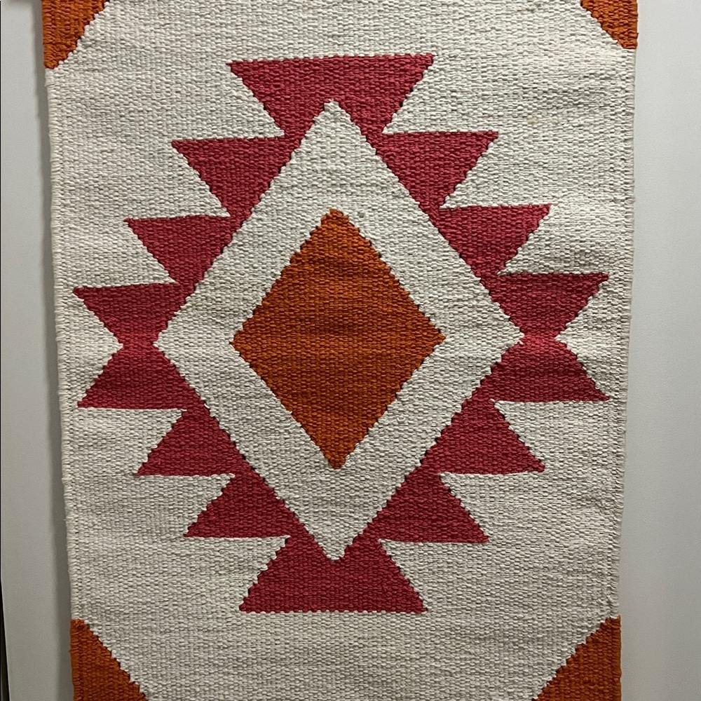 Woven Yarn Wall Hanging Orang/Pink/Off-White - Picture 2 of 8